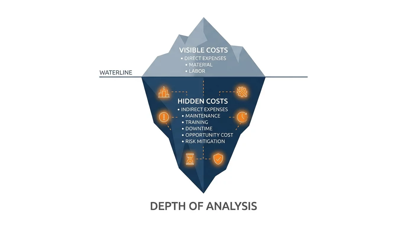 Illustration iceberg des couts visibles et caches MSSP