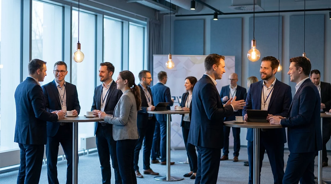 Professionnels cybersecurite echangeant lors d'un evenement reseau